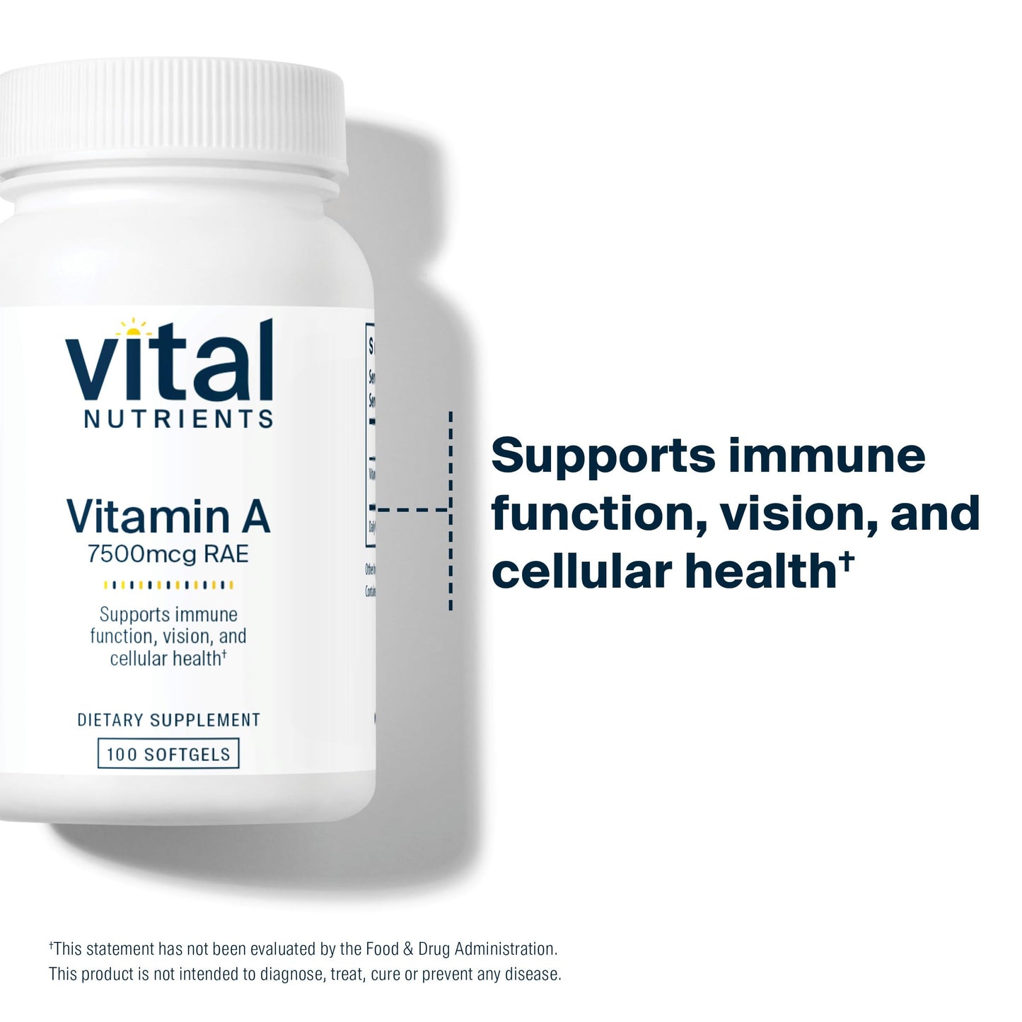 Detalle de etiqueta vitamina A 7500mcg Vital Nutrients