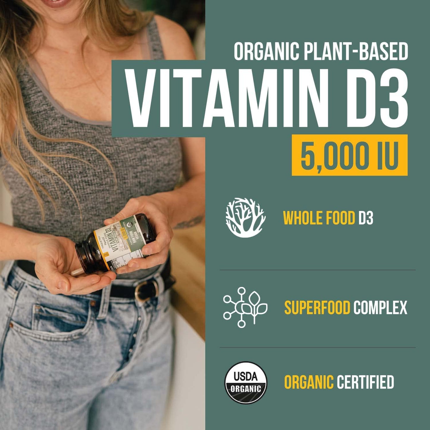 Detalle etiqueta Vitamina D3 orgánica Plant-D3 5000 UI