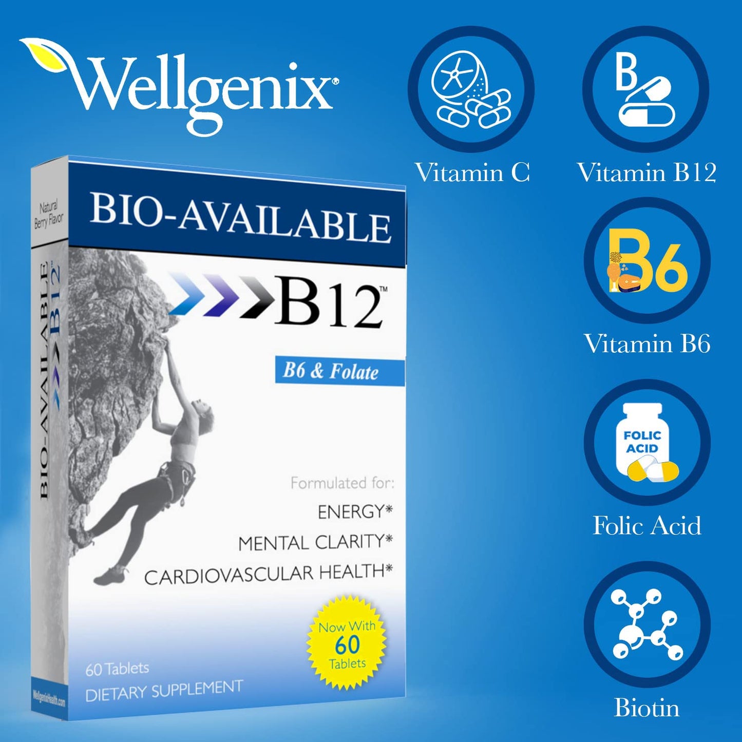 Detalle etiqueta Wellgenix B12 sublingual multivitaminas