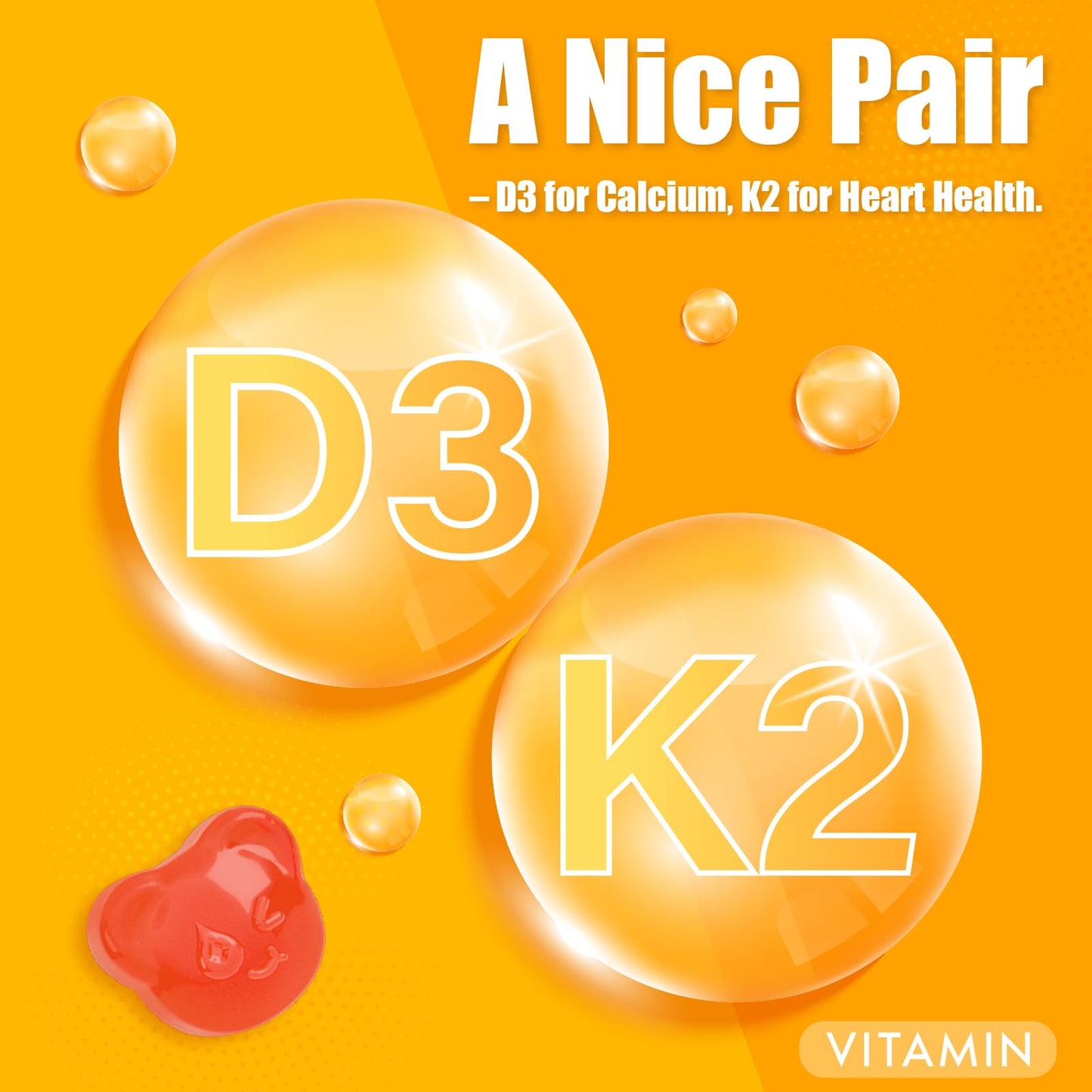Detalle de gomitas Biobor Vitamina D3 K2 sabor fresa