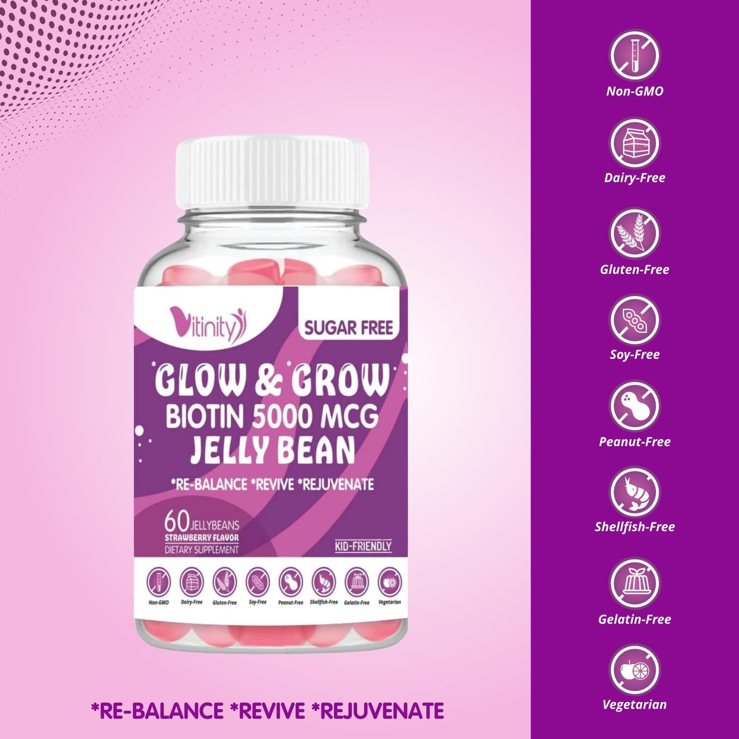 Detalle gomitas biotina Vitinity para nutrición cabello y piel