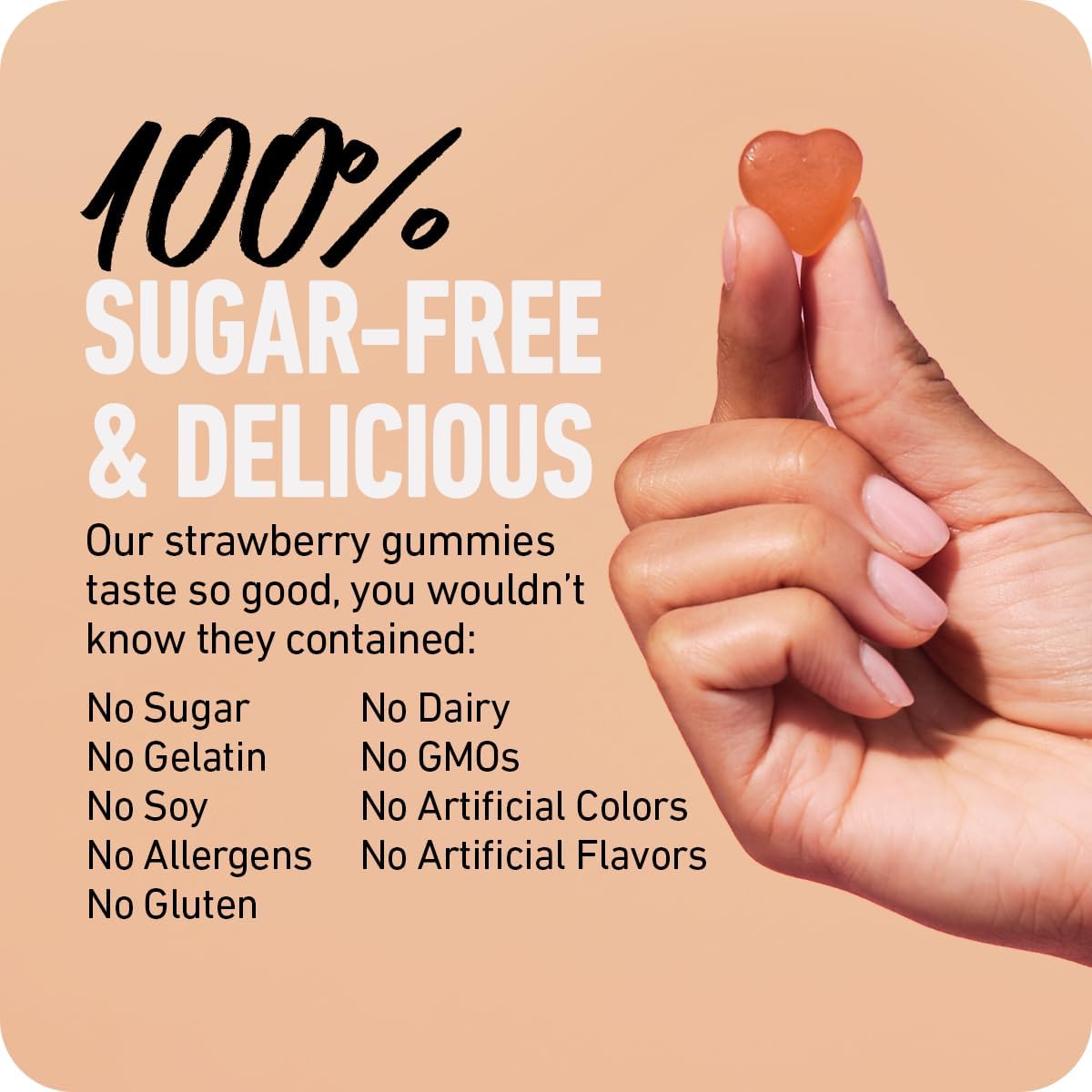Detalle gomitas Boldify sabor fresa natural para cabello y uñas