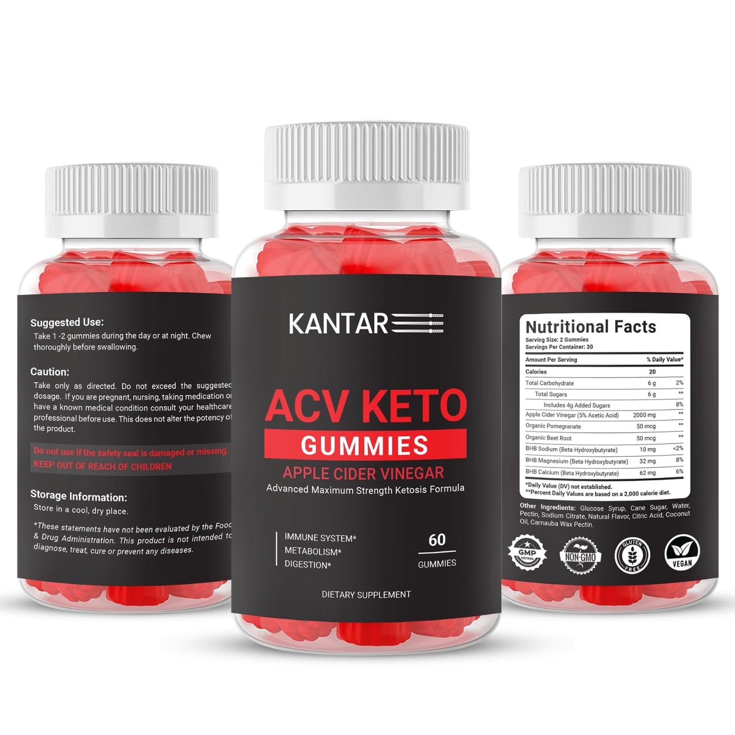 Detalle gomitas KANTAR ACV Keto con ingredientes naturales
