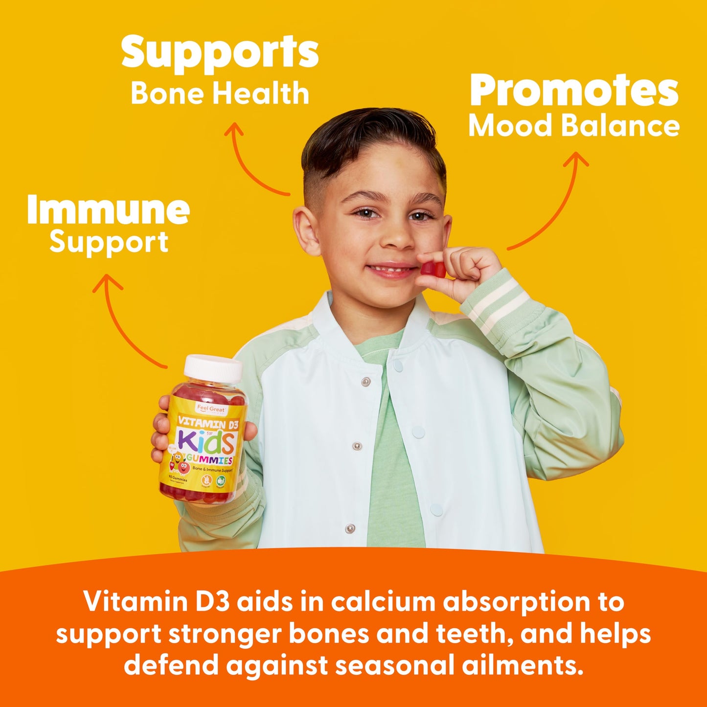 Detalle gomitas suaves de vitamina d3 para niños