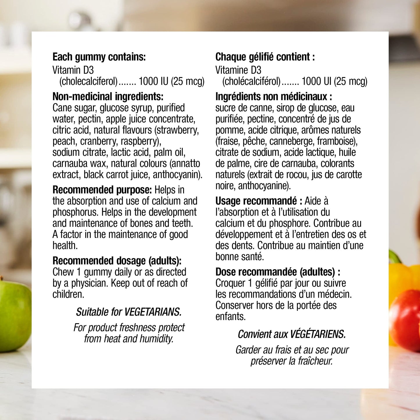 Detalle gomitas vitamina D3 Webber Naturals