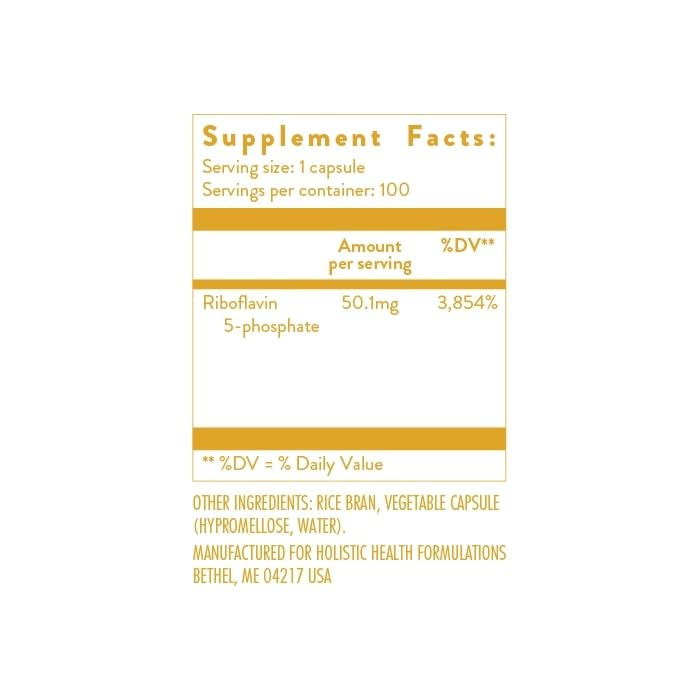 Detalle Holistic Health Vitamina B2 riboflavina paquete frontal