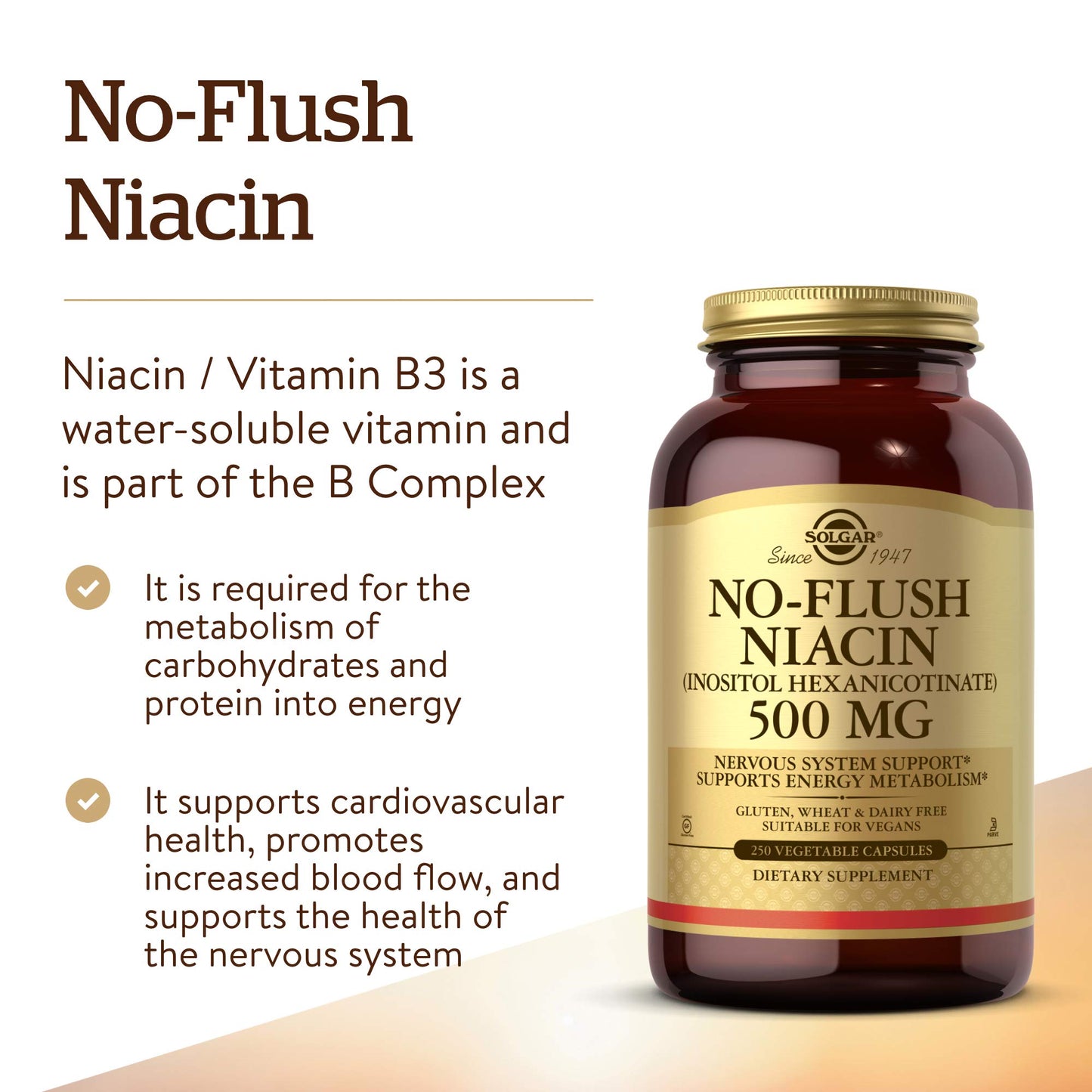 Detalle información nutricional Solgar Niacina 500mg