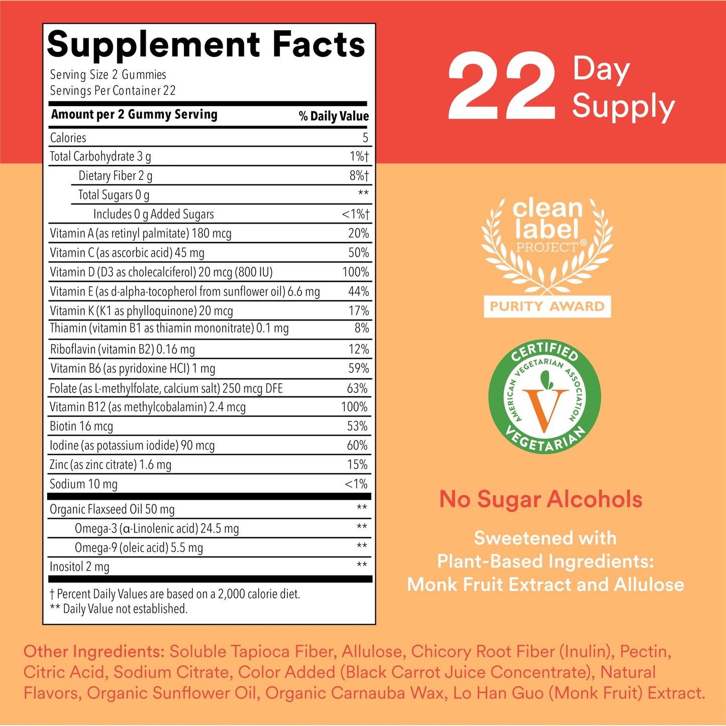 Detalle ingredientes multivitaminas gomosas SmartyPants para niños
