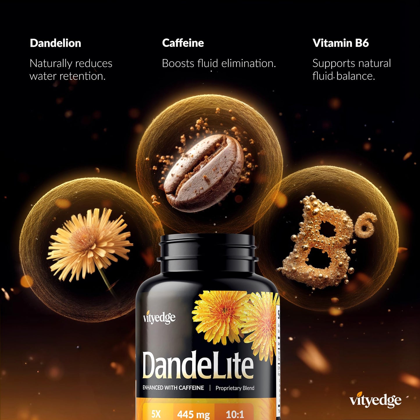 Detalle ingredientes Vityedge diurético natural con cafeína
