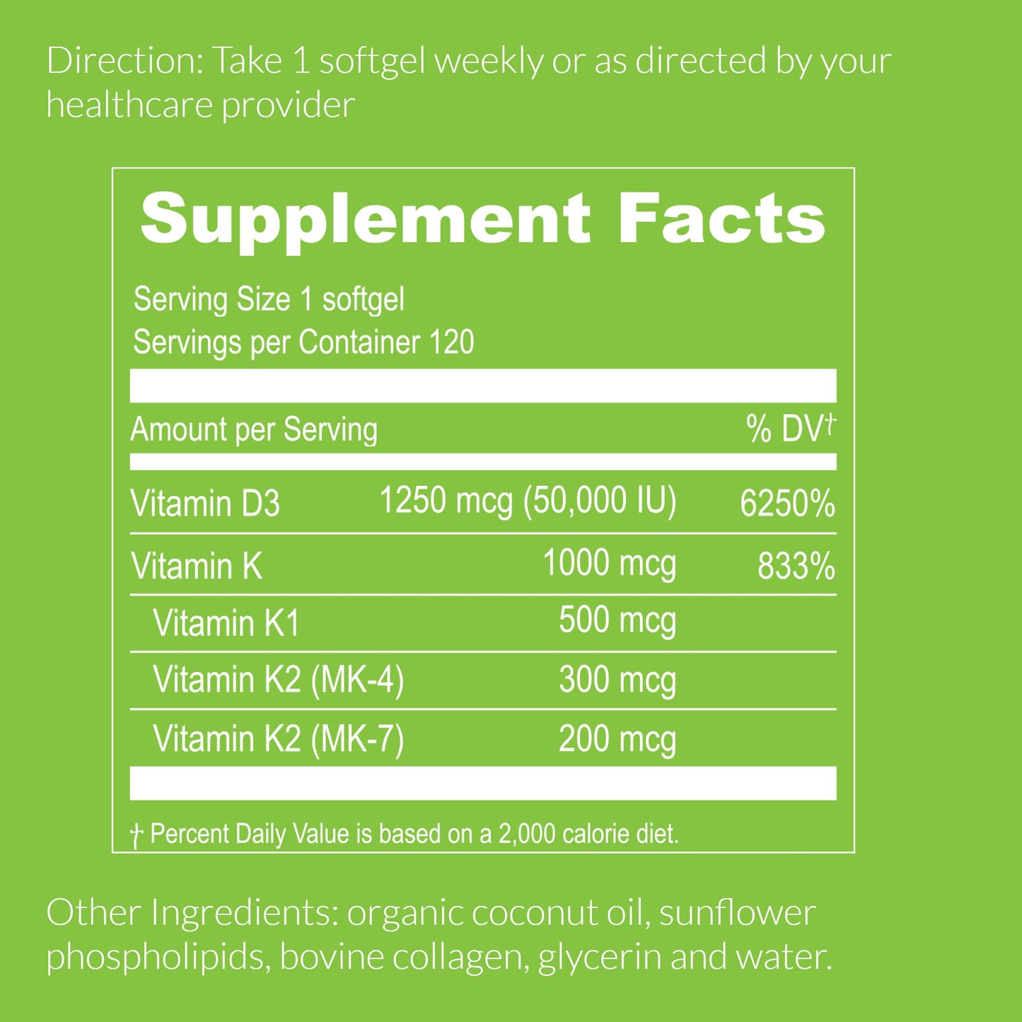 Detalle mini softgel UpNourish vitamina d3 50000 ui y k
