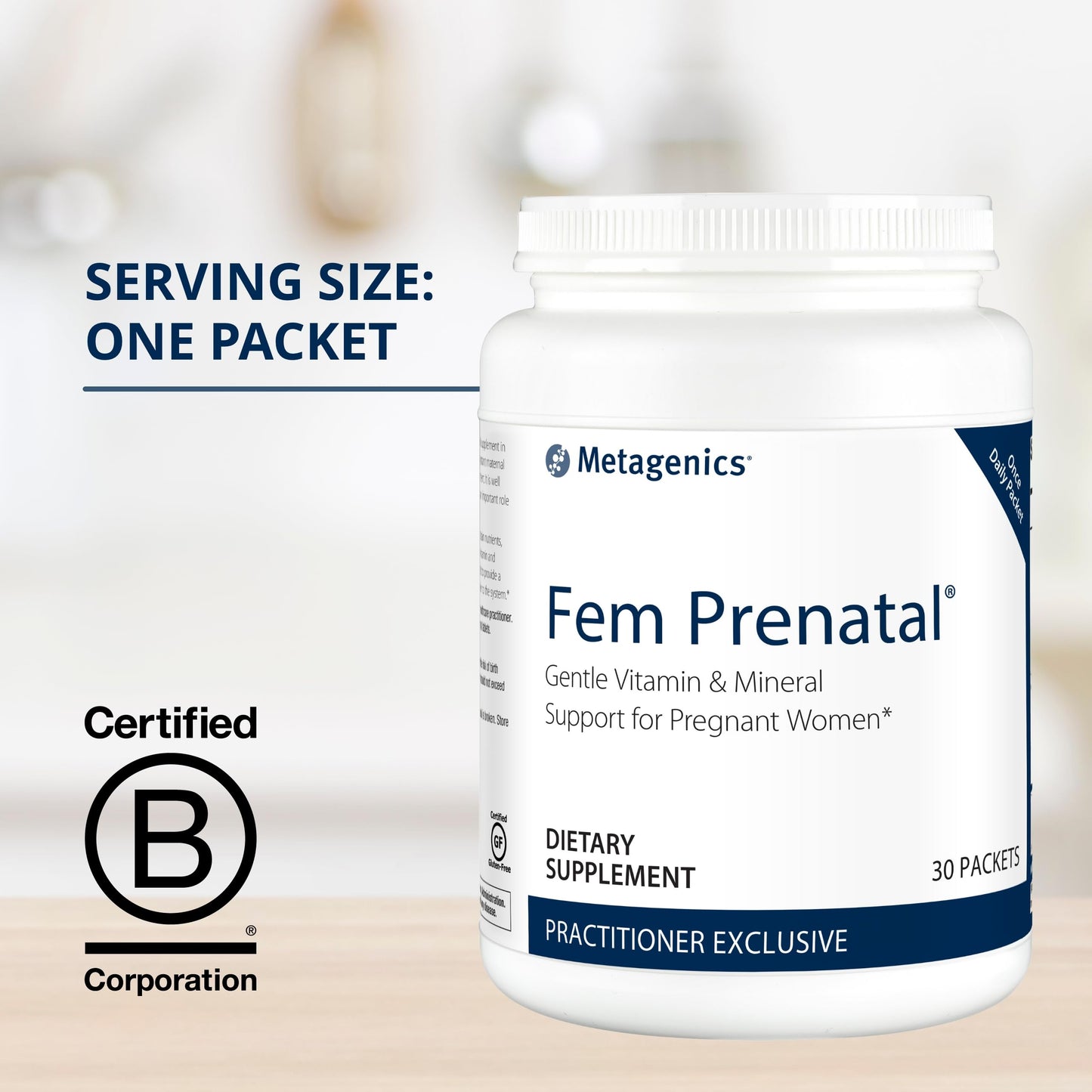 Detalle sobres Metagenics Fem Prenatal multivitaminas embarazo