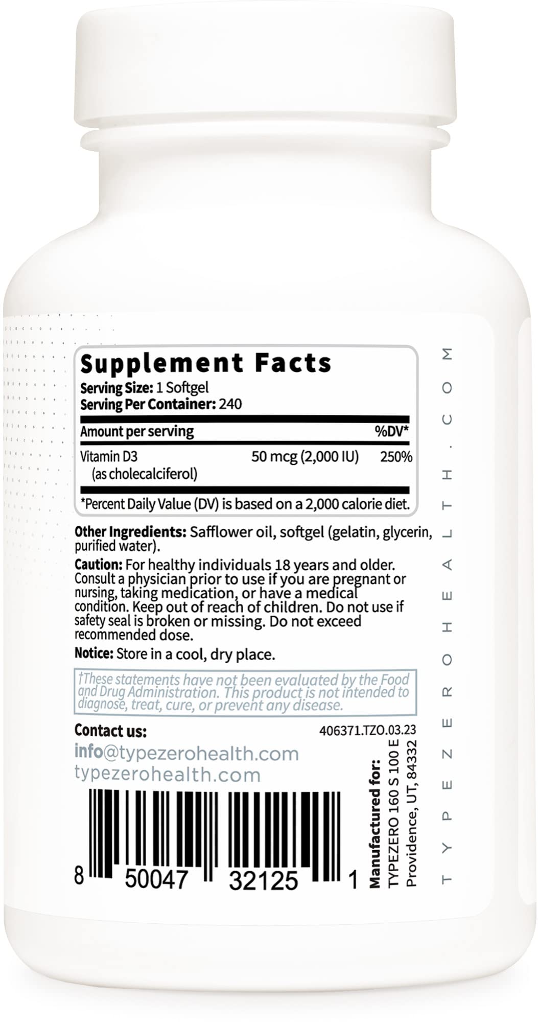 Detalle softgels vitamina d3 no omg sin gluten Type Zero