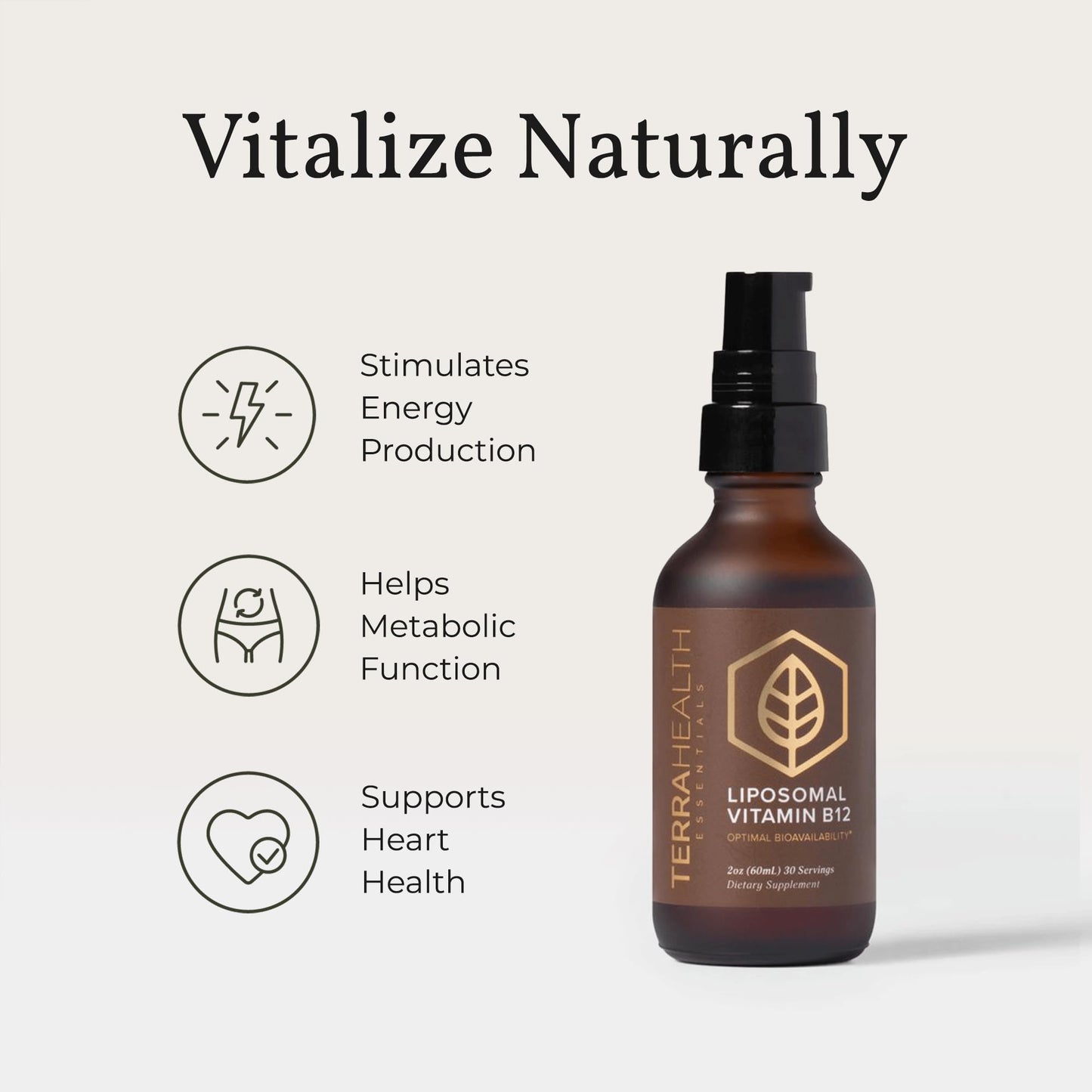 Detalle del suplemento B12 liposomal Terra Health Essentials