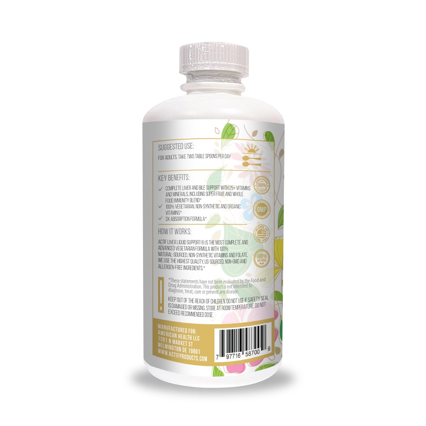 Detalle suplemento hepático Actif Liver Mega fórmula intensa