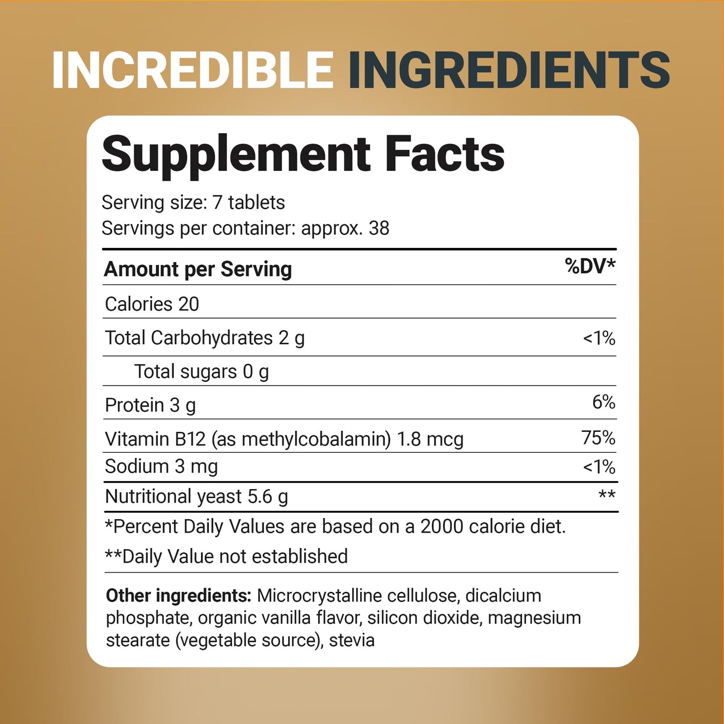 Detalle tableta levadura nutricional Dr Berg sabor vainilla