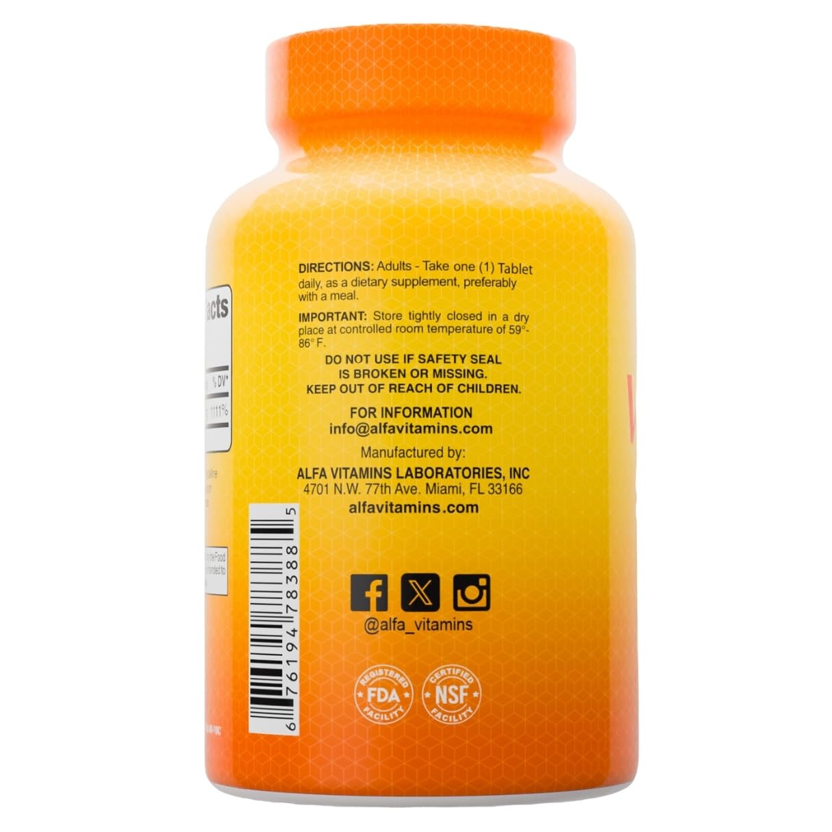 Detalle tabletas ALFA VITAMINS vitamina c 1000mg