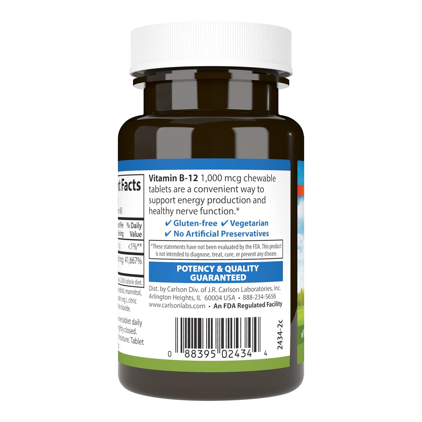 Detalle tabletas Carlson vitamina B12 1000 mcg