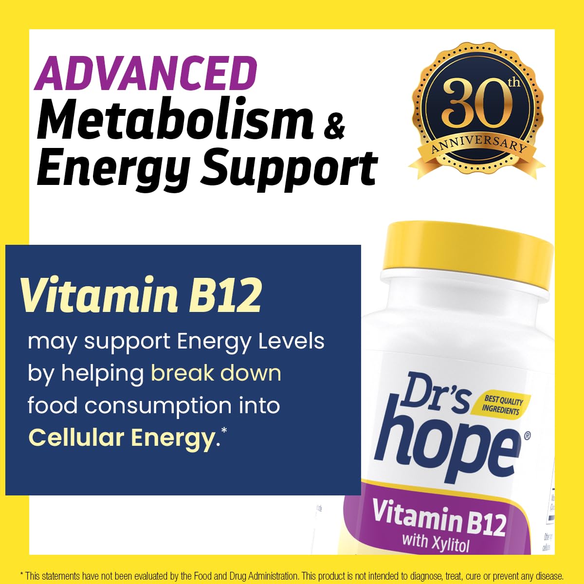 Detalle tabletas masticables Dr’s Hope vitamina b12