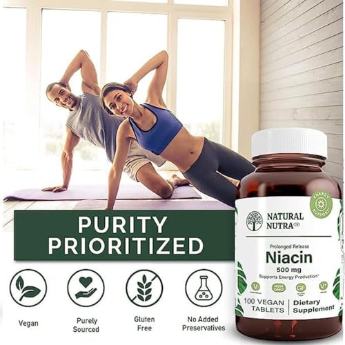 Detalle tabletas niacina 500 mg Natural Nutra liberación lenta y baja en rubor