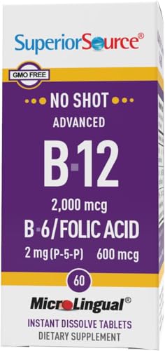Detalle tabletas Superior Source NO SHOT B-12 2000 mcg