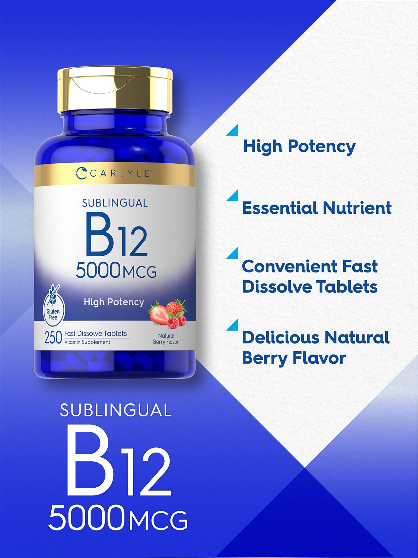 Detalle tabletas vitamina b12 sabor baya Carlyle