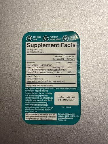 Detalle tiras B vitamins MaryRuth's sin azúcar