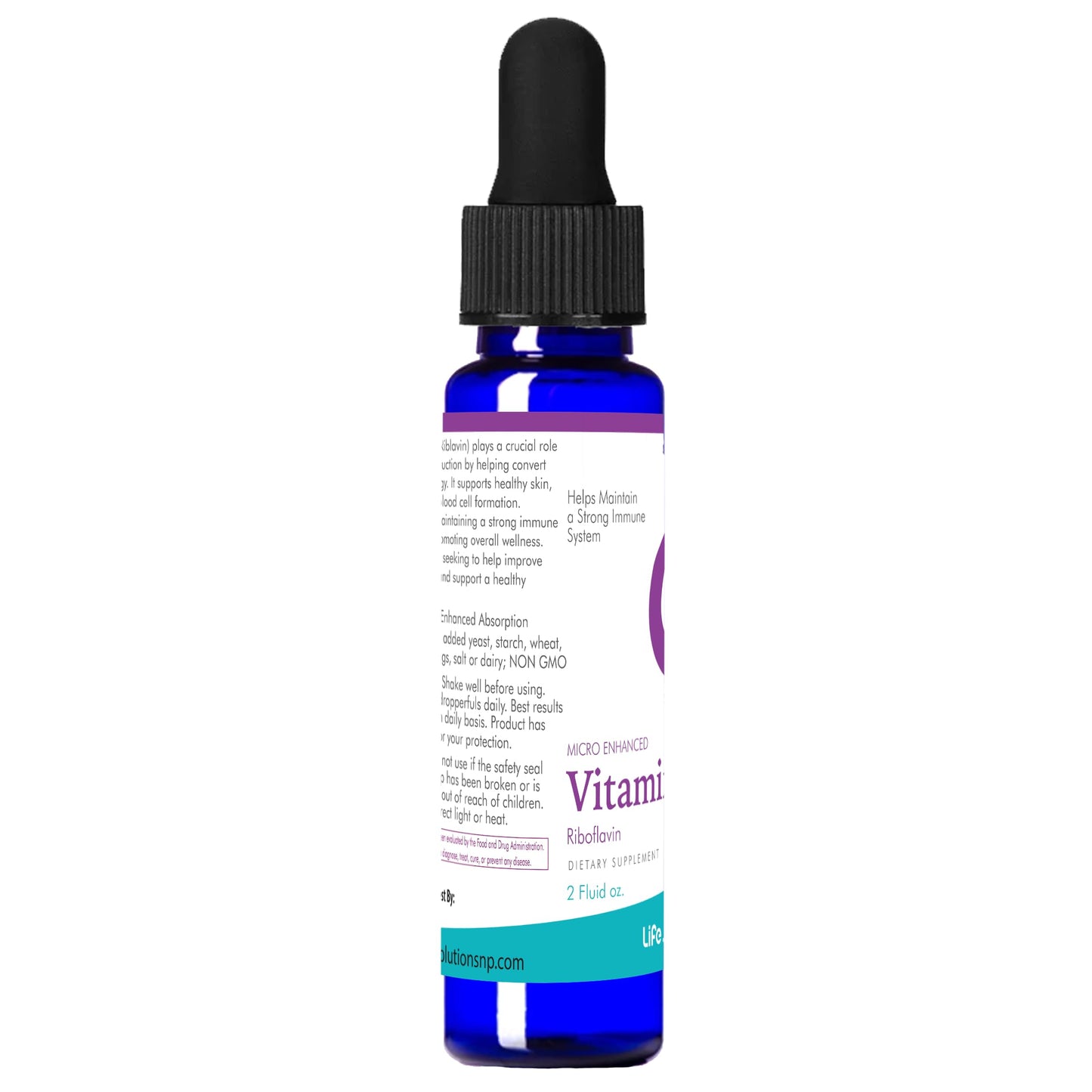 detalles botella vitamina b2 life solutions azul
