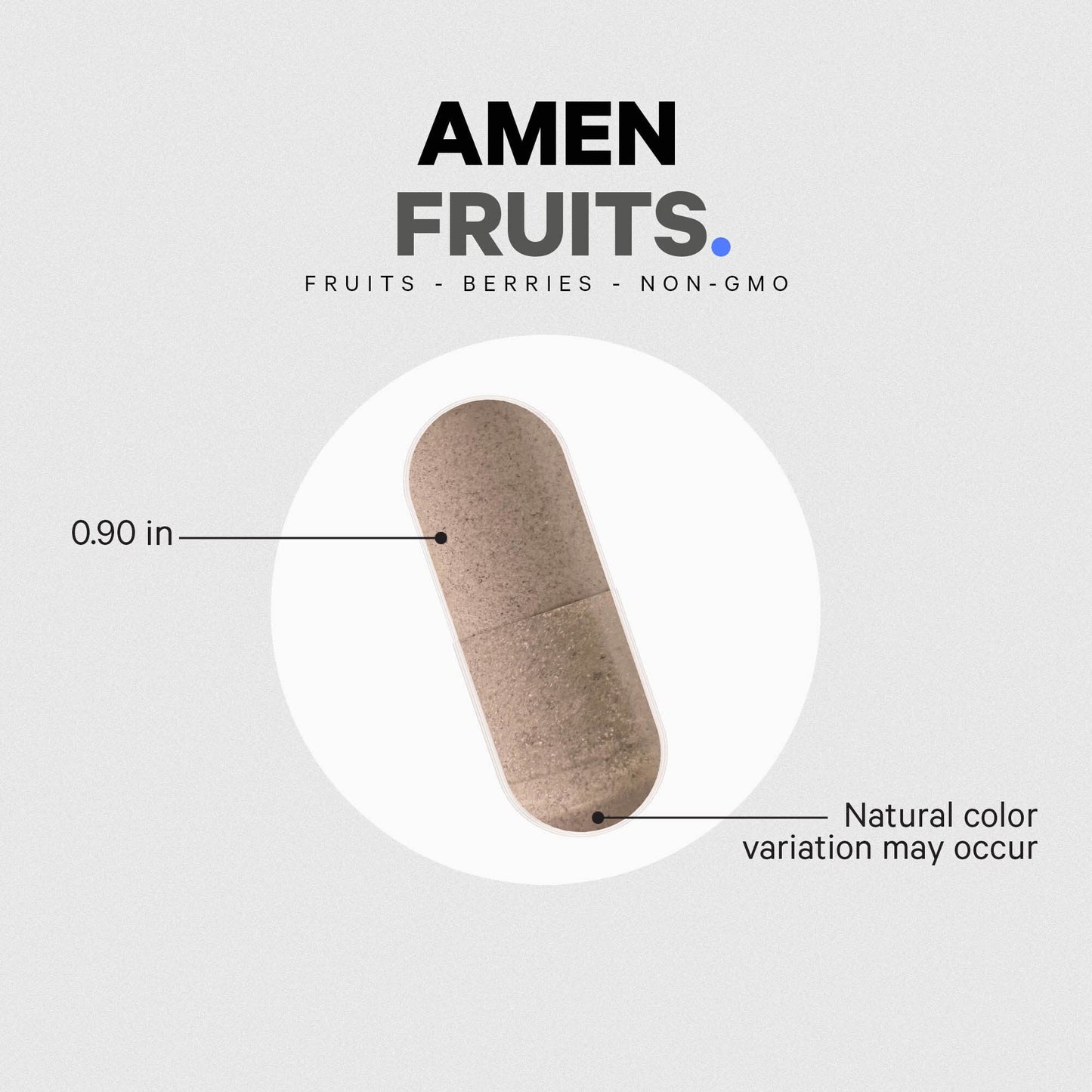 Detalles de las cápsulas de Amen Fruits, complemento nutricional.