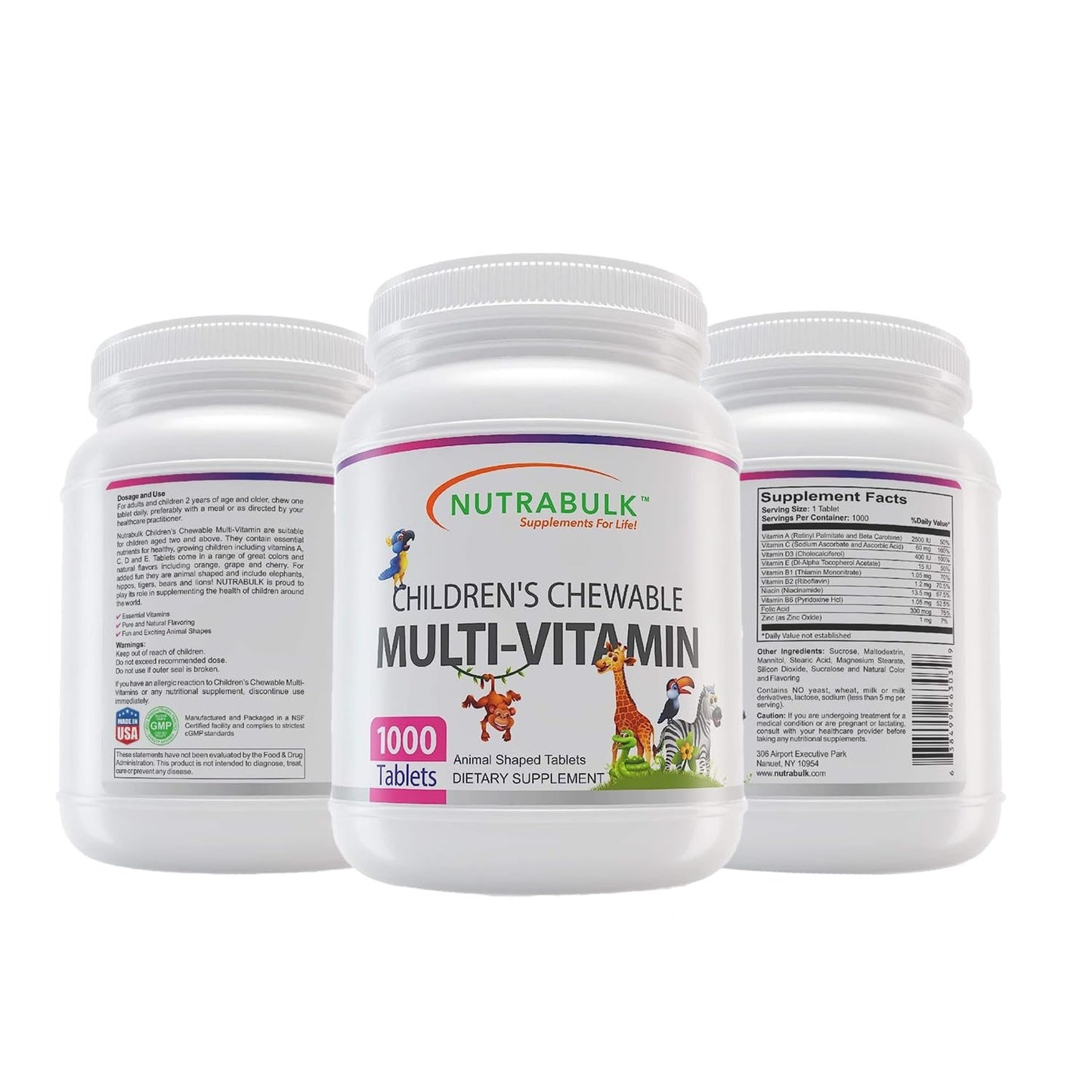 Detalles del envase de multivitaminas NutraBulk.