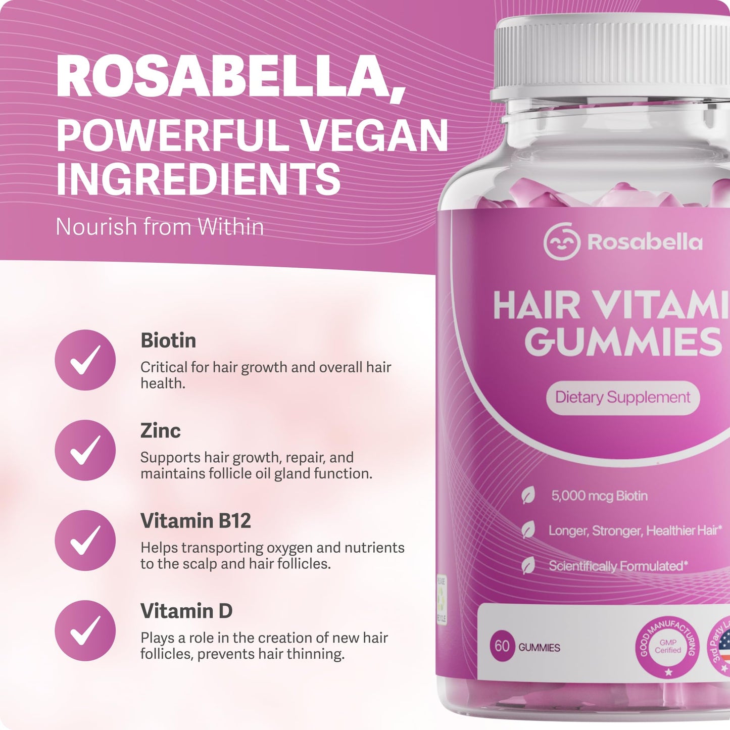 detalles etiqueta vitaminas cabello rosabella gomitas