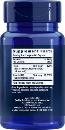 Detalles de folato bioactivo y vitamina b12 Life Extension
