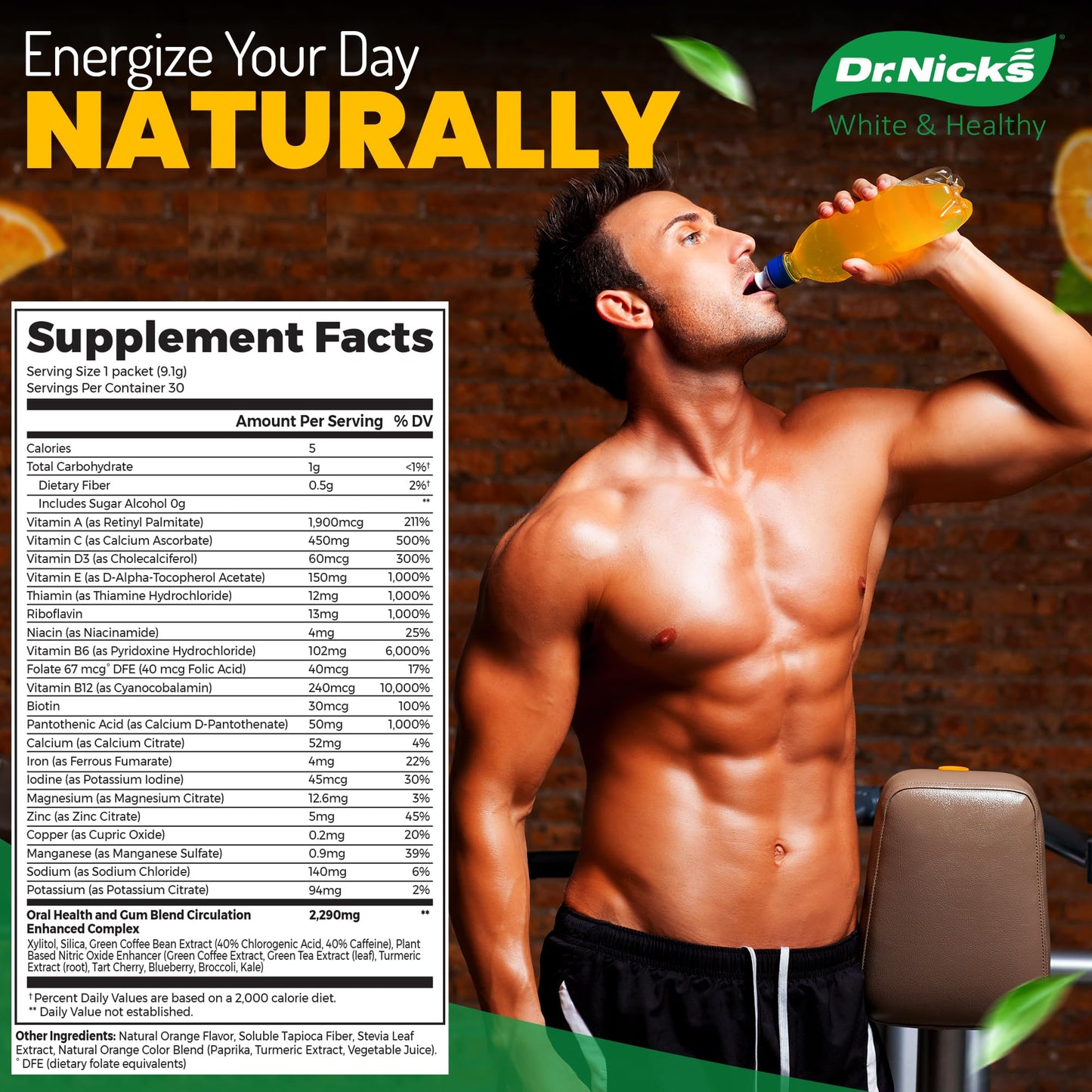 Detalles de la fórmula del suplemento Dr. Nick's multivitaminas.