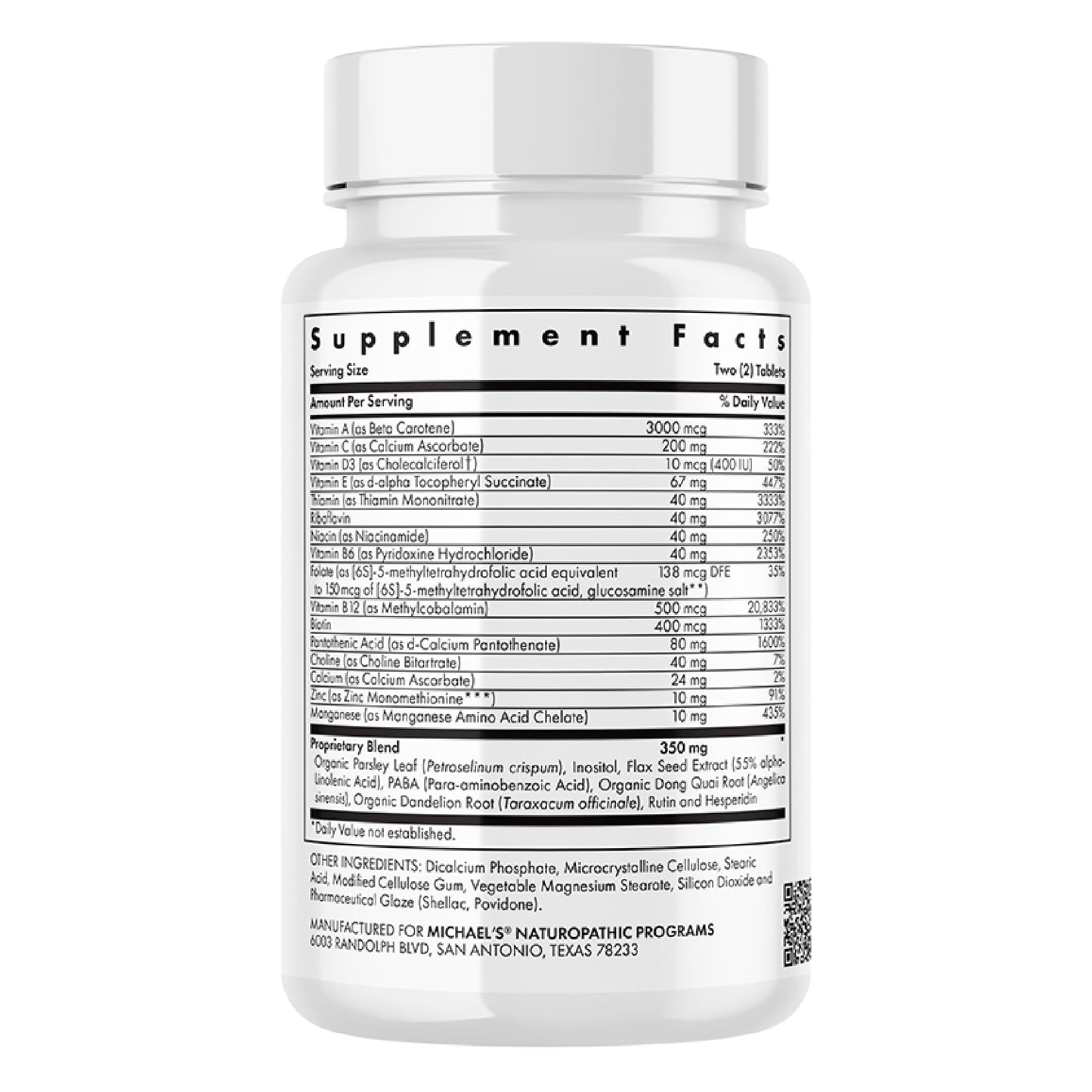 Detalles ingredientes vitaminas y suplementos