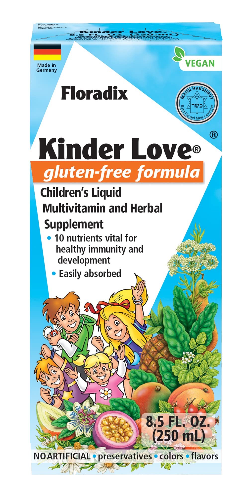 Detalles del multivitamínico líquido Kinder Love de Floradix