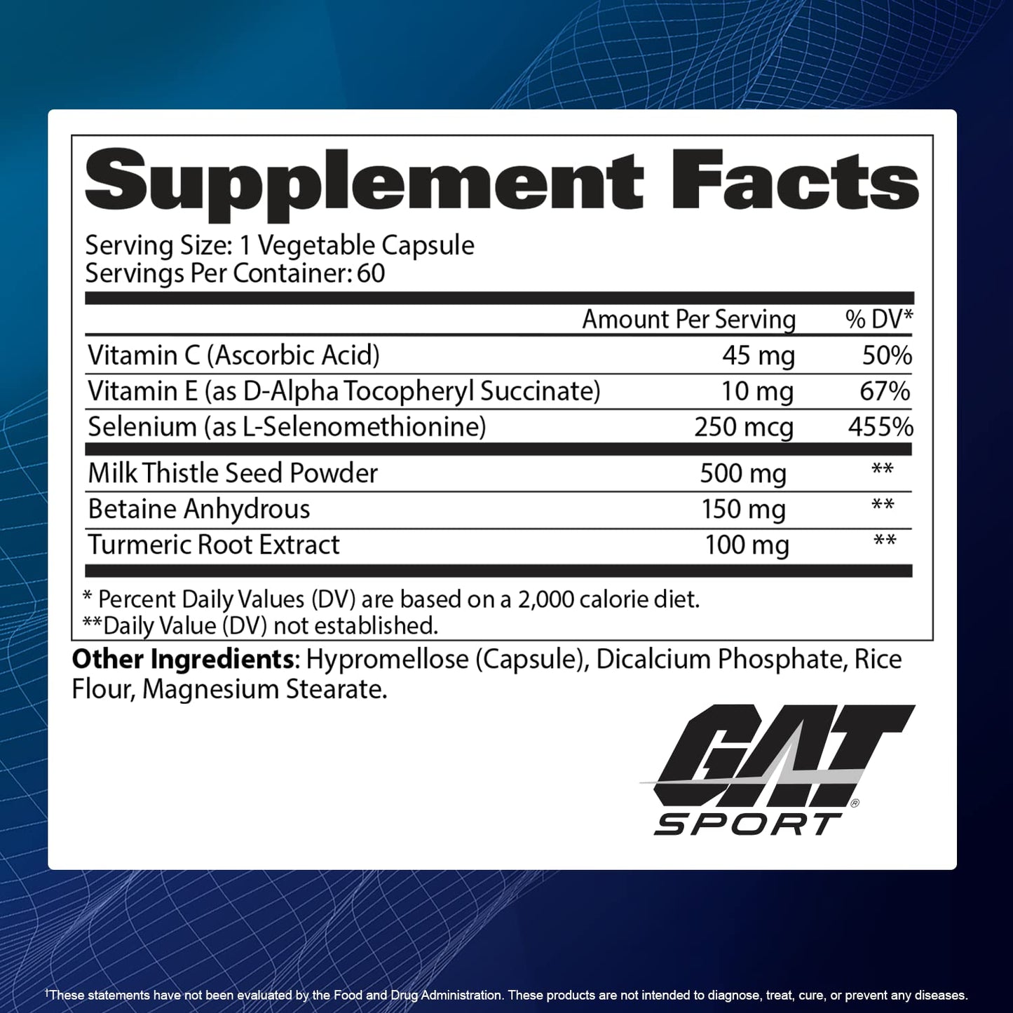 Detalles de suplementación de GAT Sport limpieza de hígado.