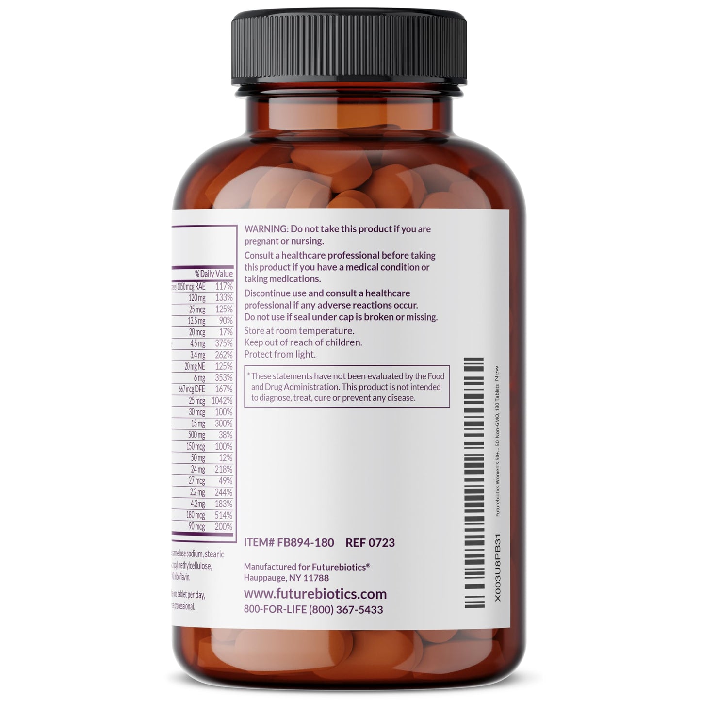 Detalles del suplemento Futurebiotics para mujeres