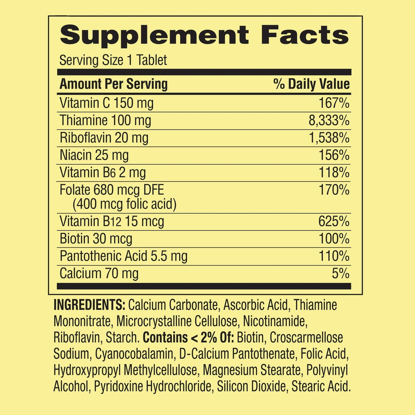 Detrás del frasco vitamina B Spring Valley 500 tabletas