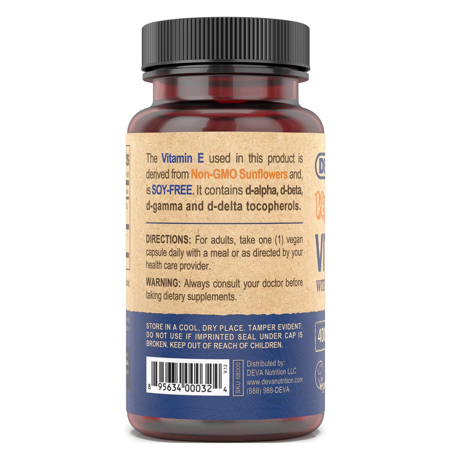 DEVA suplemento antioxidante vitamina E vegana alta potencia