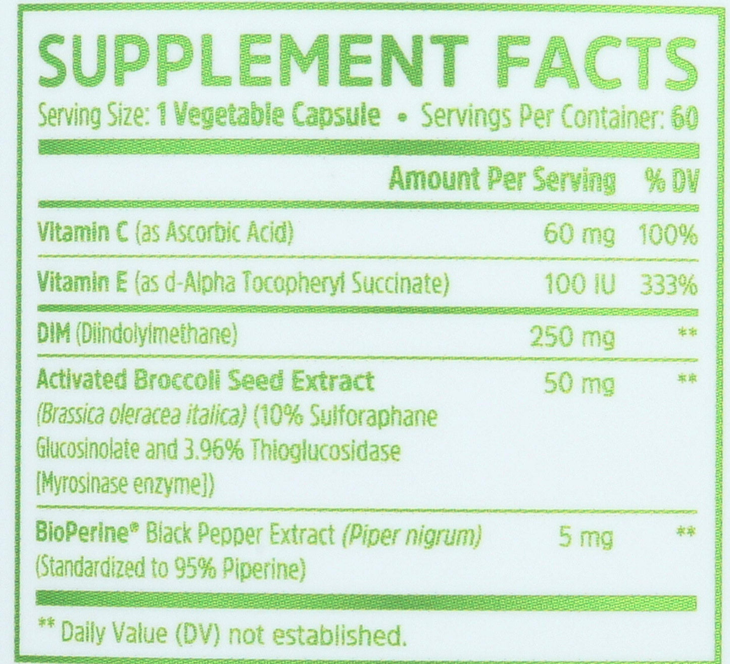 Etiqueta de hechos suplementarios de Dim Active ZHOU NUTRITION