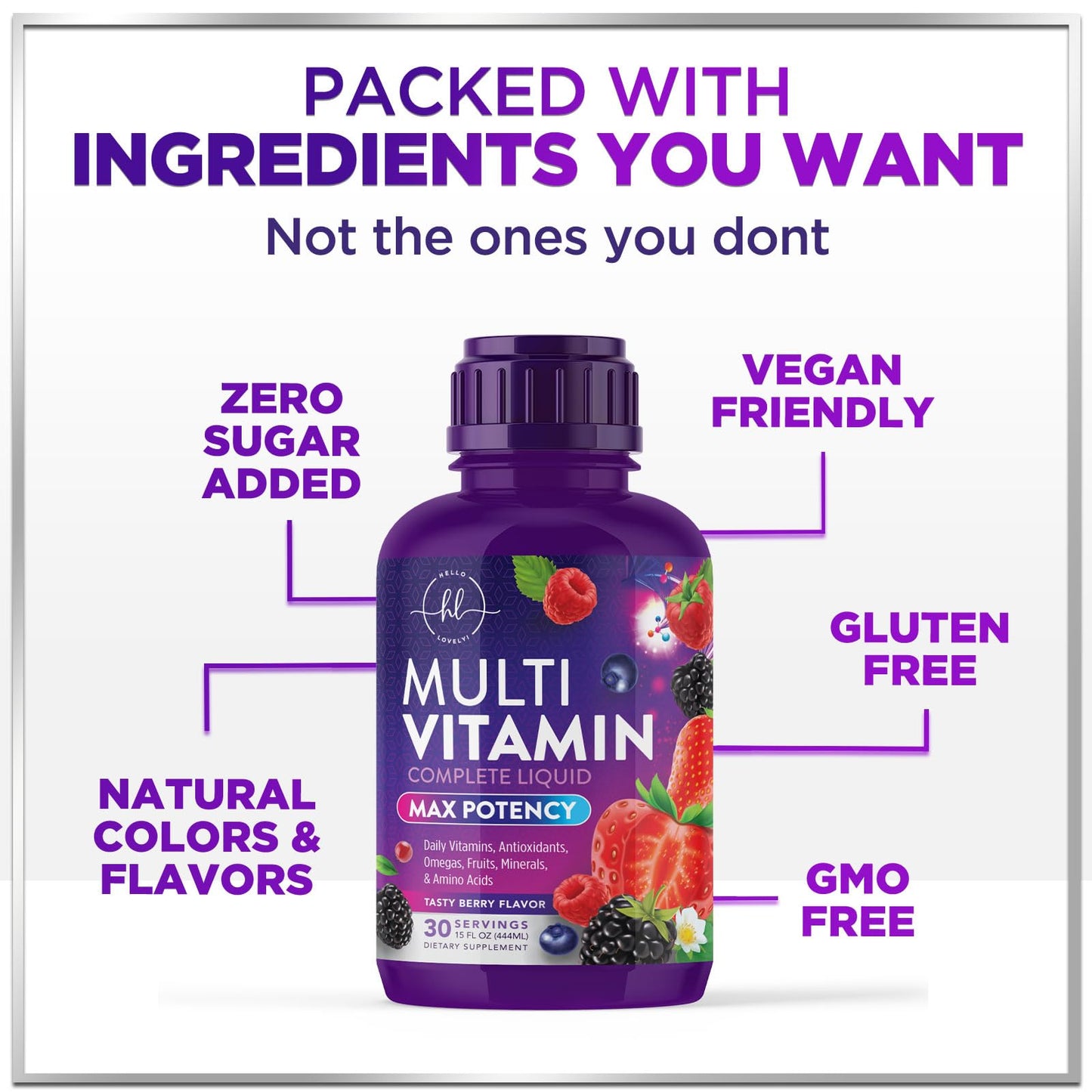 Direcciones de uso de multivitamina líquida Hello Lovely