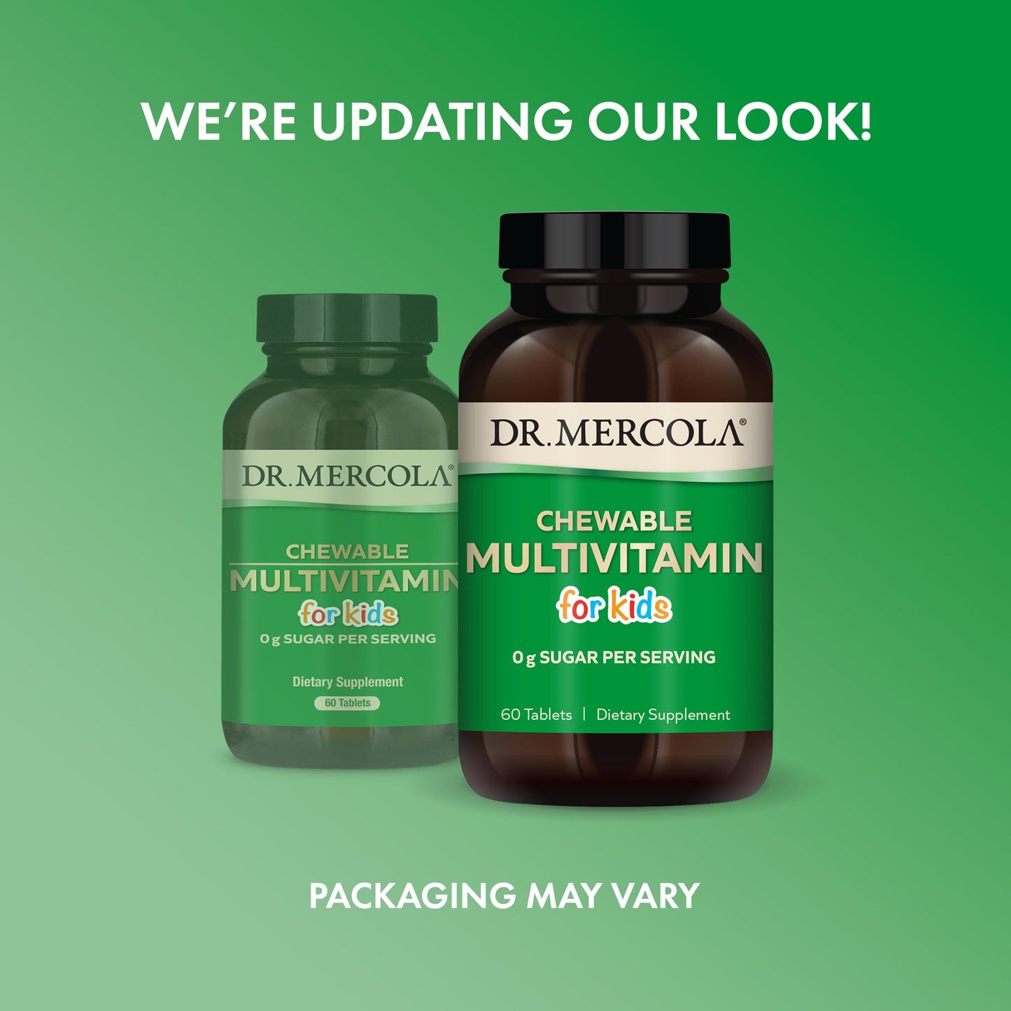 Diseño de envase multivitaminas masticables Dr. Mercola