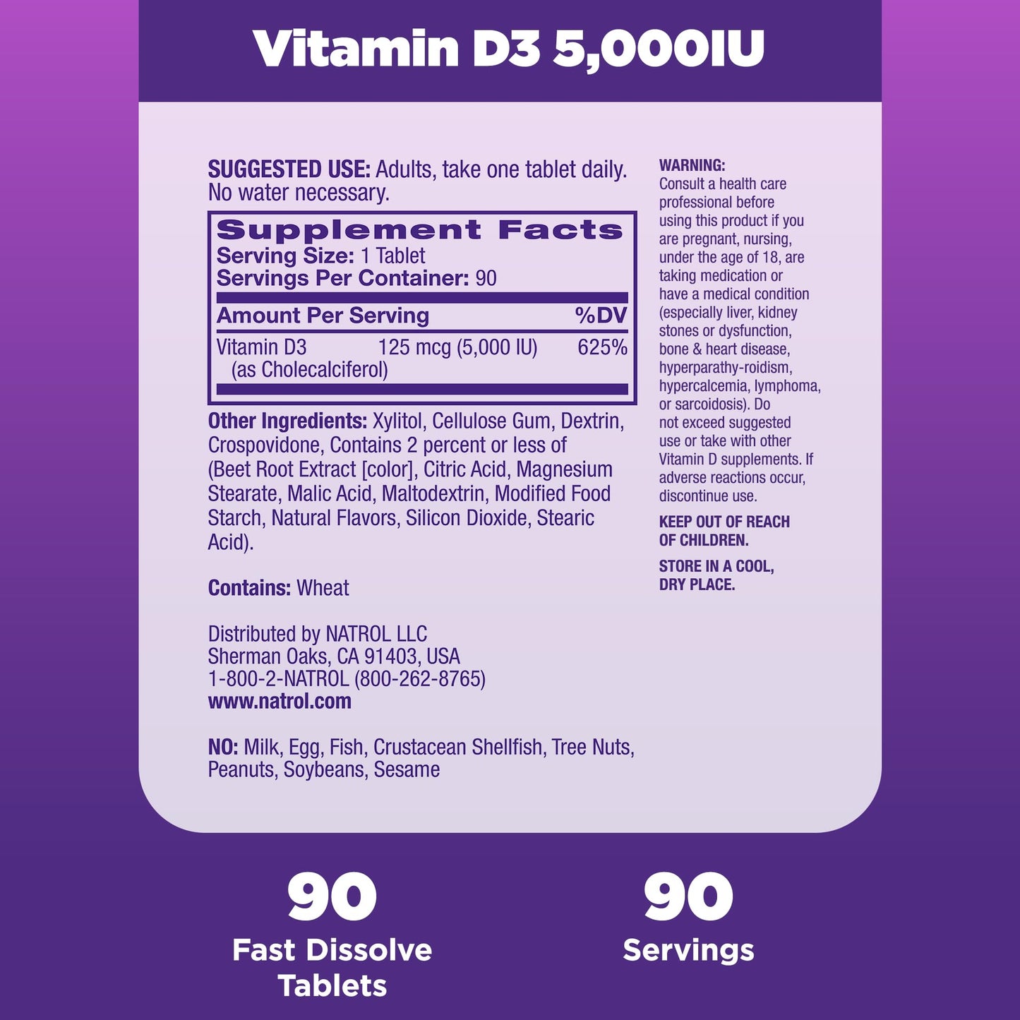 Disolución rápida tabletas Natrol vitamina d3