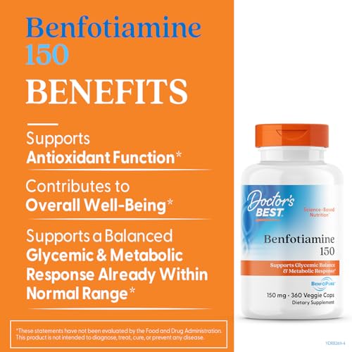 Cápsulas vegetales Doctor's Best benfotiamina 150mg