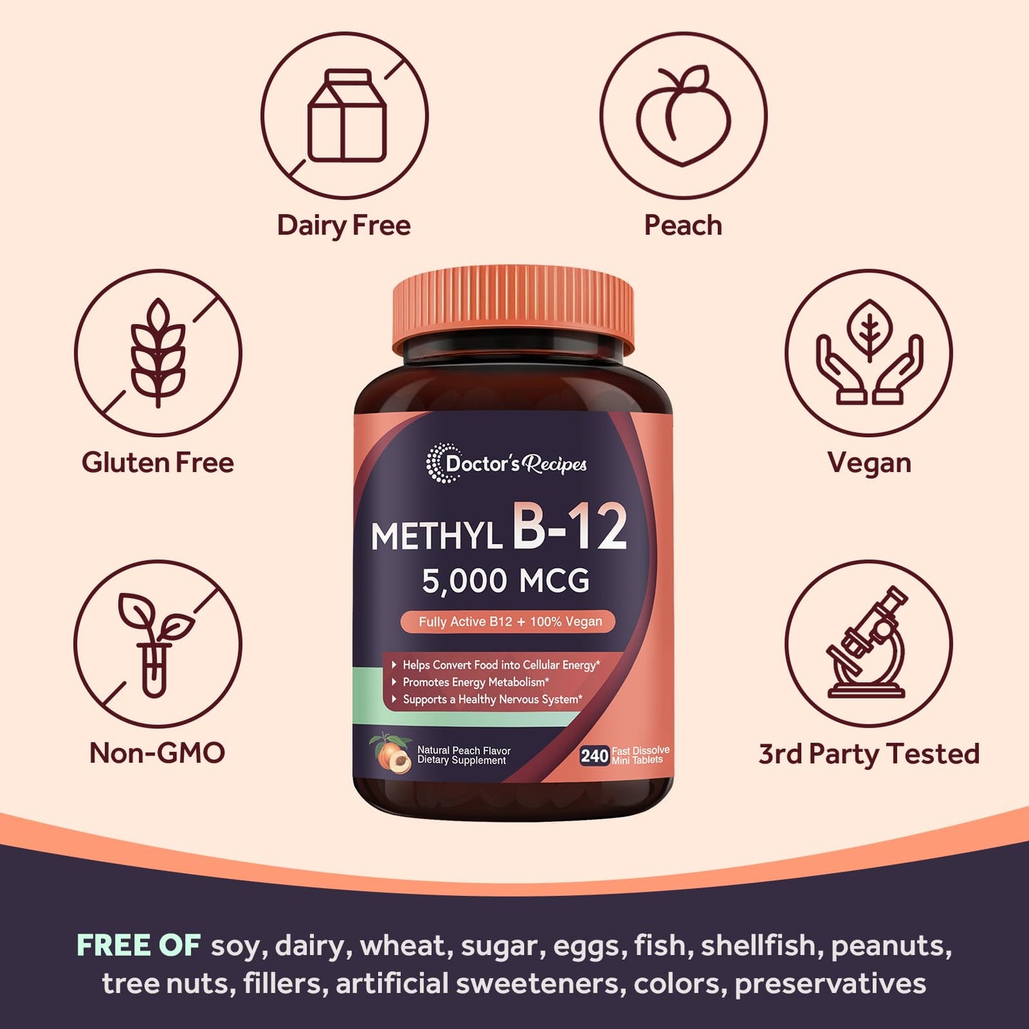 Doctor's Recipes suplemento B12 metilcobalamina vegano
