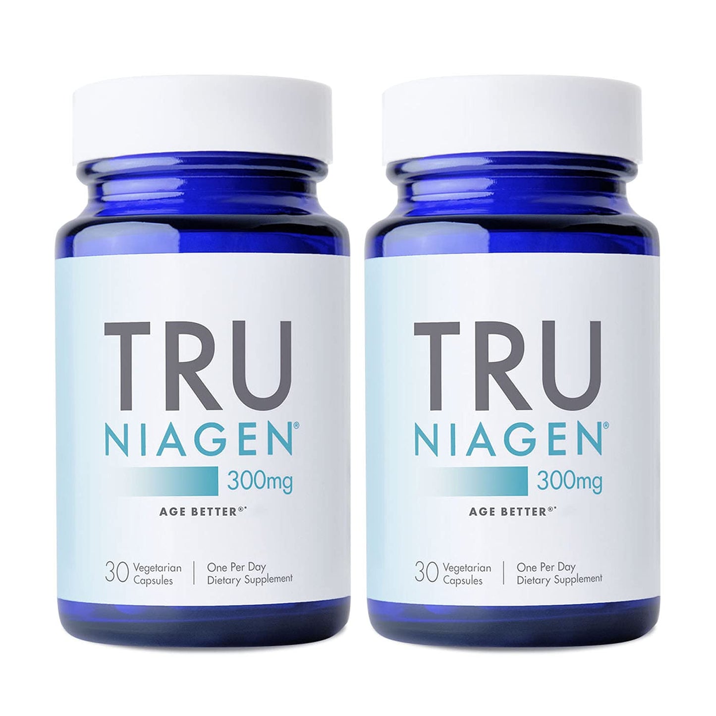 Dos frascos Tru Niagen suplemento NAD+ 300mg 60 dosis cada uno