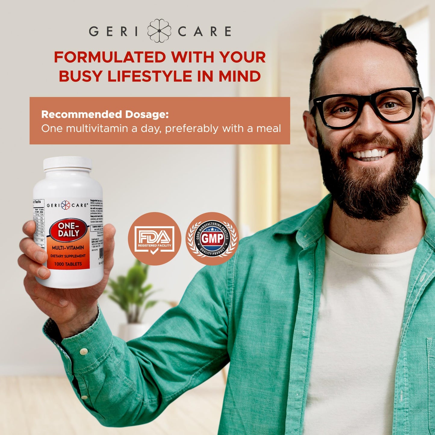 Se recomienda una dosis diaria adecuada de multivitamínico Gericare.