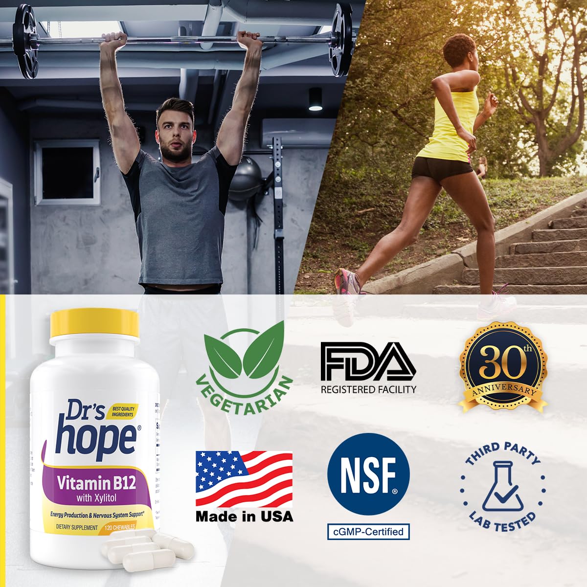 Dosis diaria vitamina B12 masticable Dr’s Hope