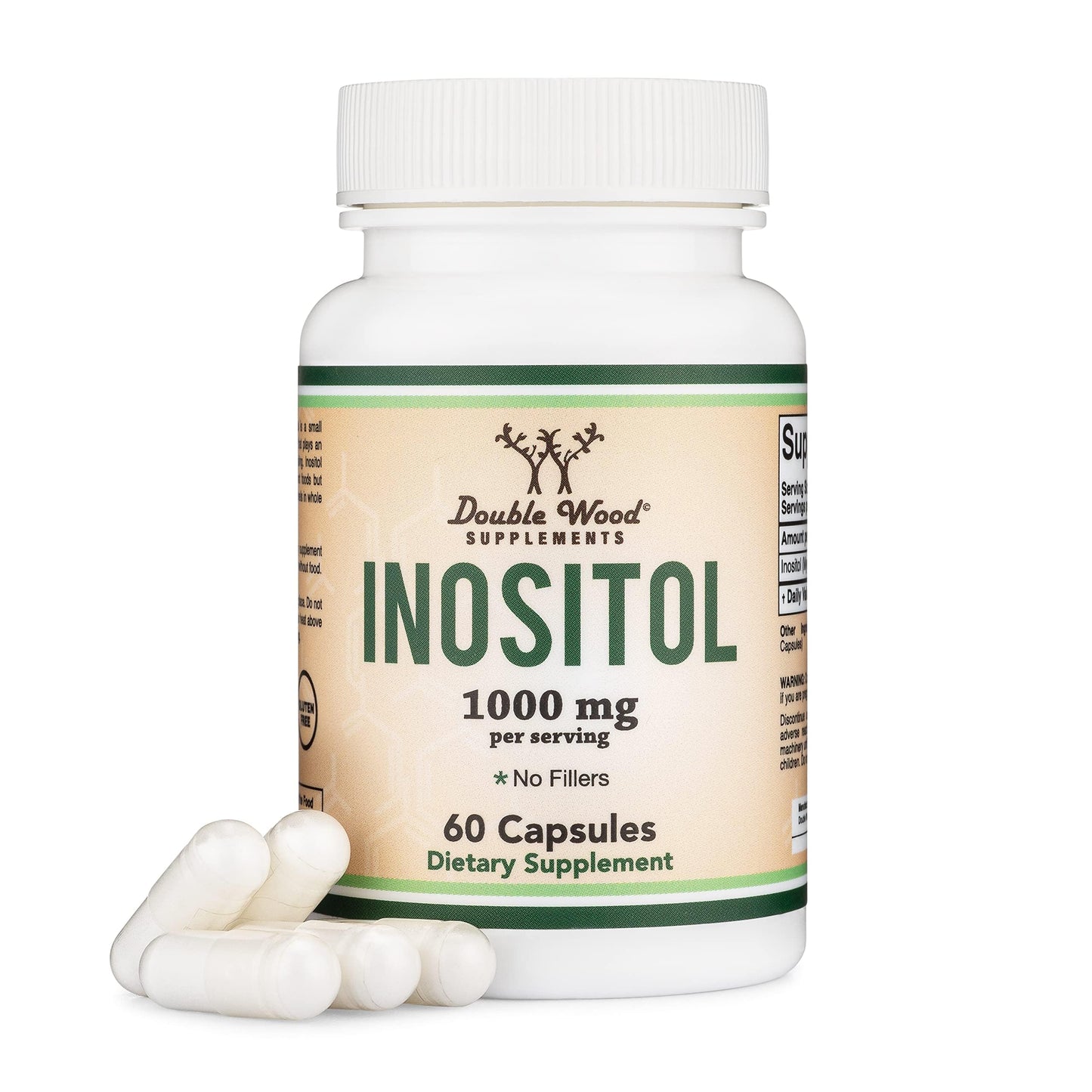 Double Wood suplemento cápsulas de inositol 1000mg envase frontal