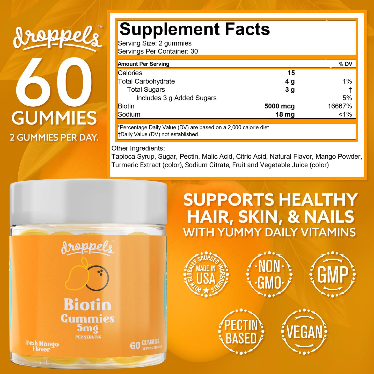 Gomitas veganas para uñas y cabello Droppels