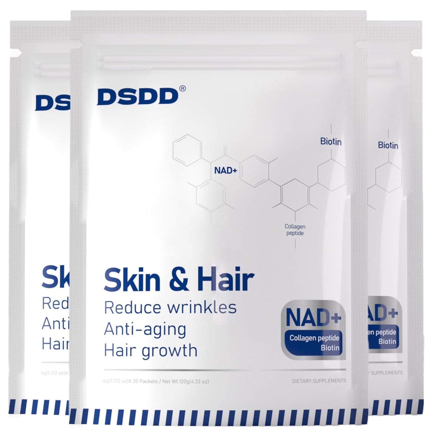 Frasco de suplemento DSDD Biotina para cabello y piel saludables